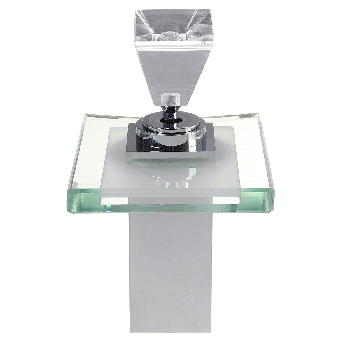 Color LED Changing Waterfall Faucet Bathroom Sink Glass Mixer TapColor LED Changing Waterfall Faucet Bathroom Sink Glass Mixer Tap