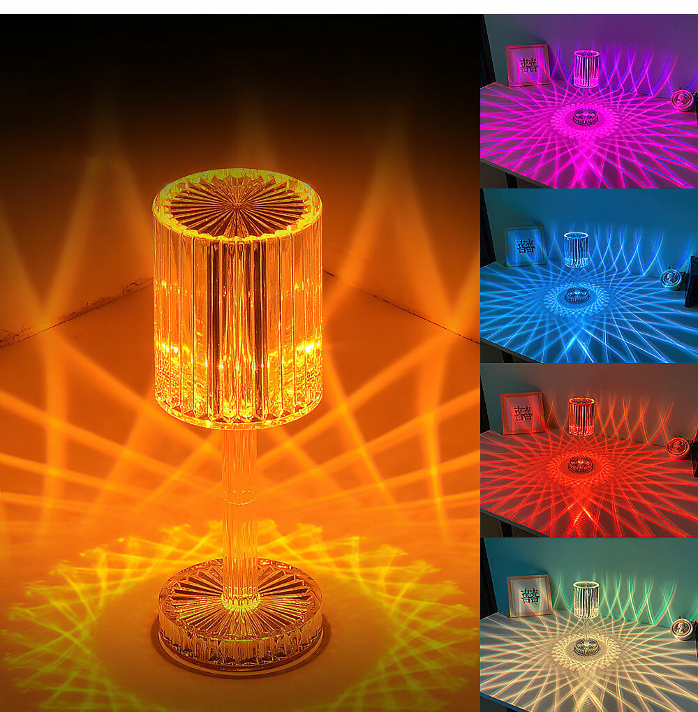 LED Crystal Projection Desk Lamp Restaurants Bar Bedside Decoration USB Table Light RGB Remote Control Romantic Night Lights