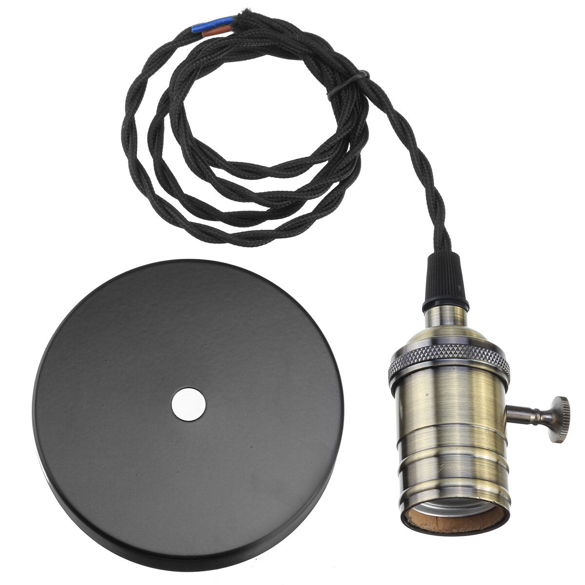 Vintage Ceiling Rose Braided Pendant Fabric Flex Lamp Holder Fitting Light Kit