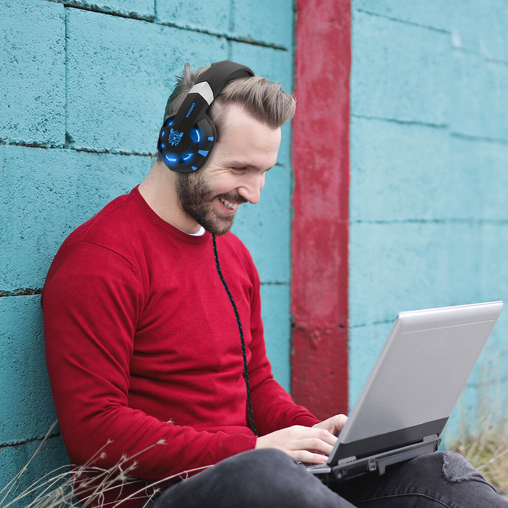 Gaming Headset LED Lights Noise Canceling Mic Wired Stereo Gaming Headphones Headset for PS4 Xbox Switch PC Laptop