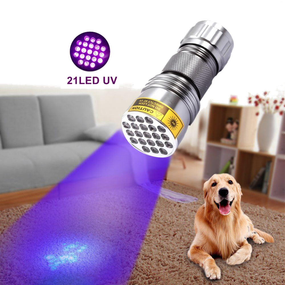 21LEDs 400nm Violet UV LED Flashlight Fluorescence Sterilization Banknote Detection Pen