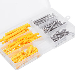 80Pcs Stainless Steel Round Head Phillips Self Tapping Screw Expansion Tube Wall Plug Anchor Kit