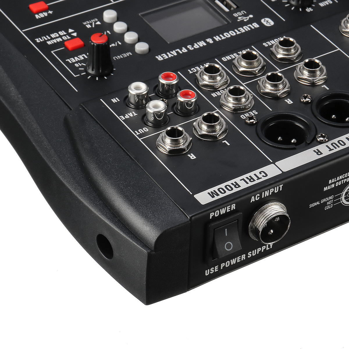 12 Channel Bluetooth Live Studio Audio Mixer Mixing Console with USB XLR Input 48V Phantom
