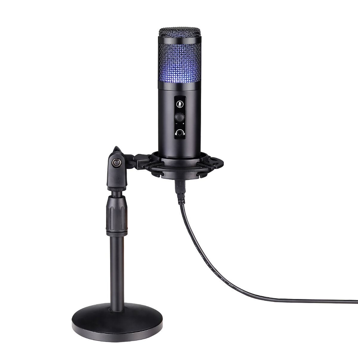 Condenser Microphone Kit USB Wired Cardioid-directional RGB Dynamic Light Audio Sound Recording Vocal Microphone for PS4 Game Video Conference Mic