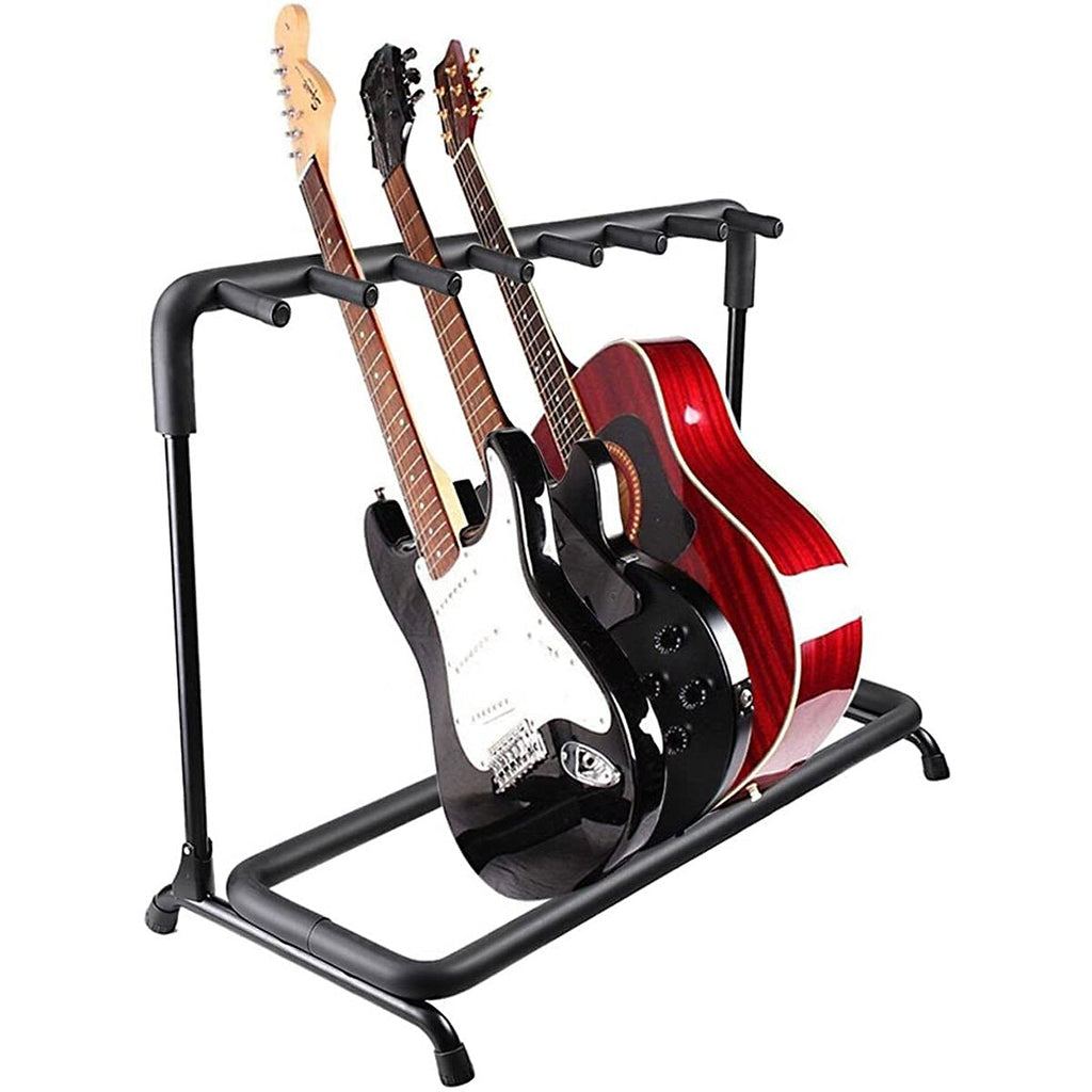 Multi Guitar Stand 7 Holder Foldable Universal Display Rack for Classical Acoustic, Electric, Bass Guitar and Guitar Bag