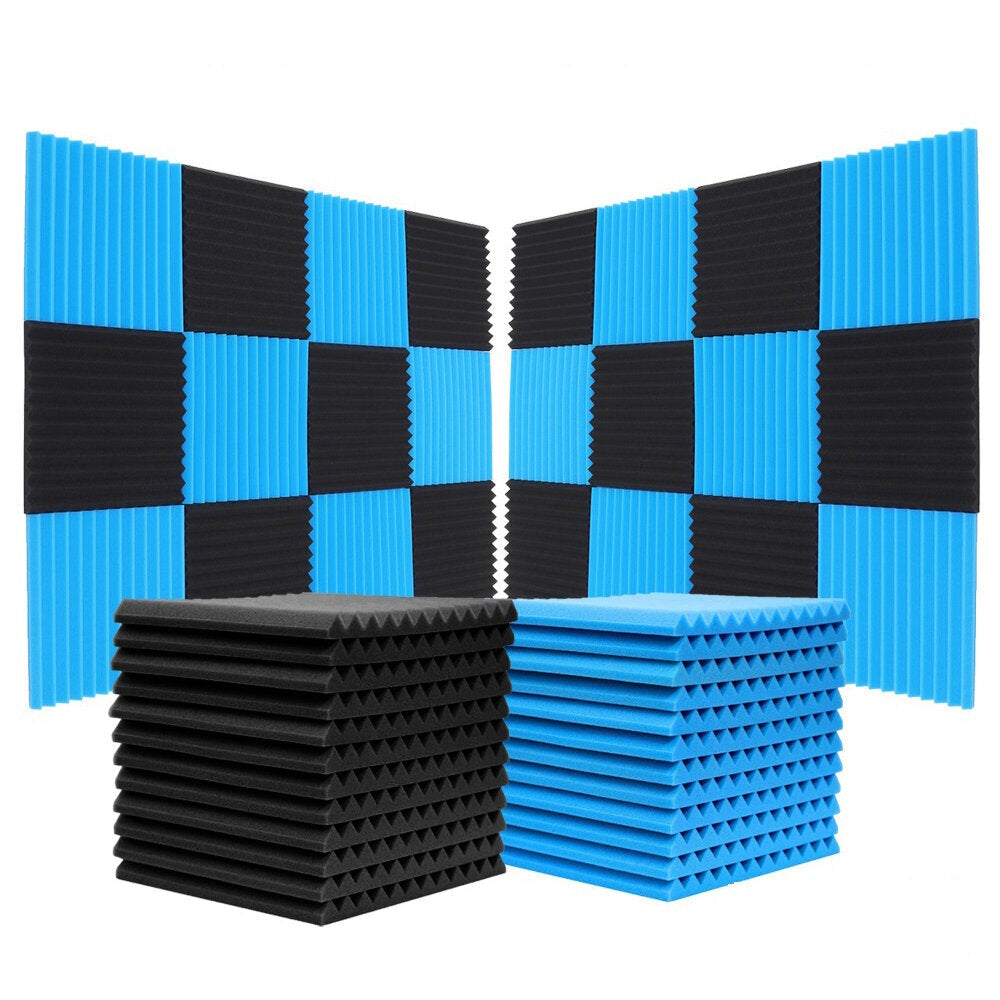 12pcs 30x30x2.5cm Acoustic Foam Soundproof Studio Soundproofing Panels Cinema Muffler Sponge Absorption Treatment Panel for Walls Sound Absorbing