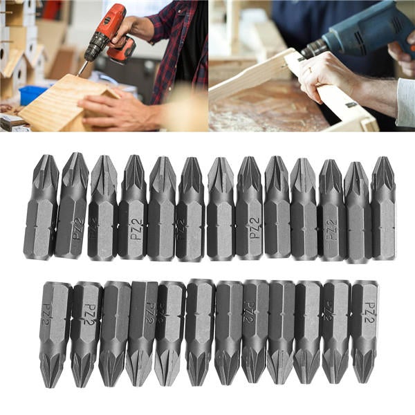 25pcs 25mm PZ2 Screwdriver Bits Set Hex Magnetic Power Tool