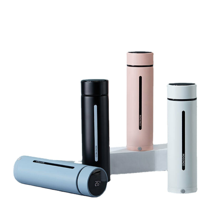 450ml Insulated Cup Smart LCD Temperature Display Vacuum Thermos Food Grade Stainless Steel Water Bottle With Phone Holder