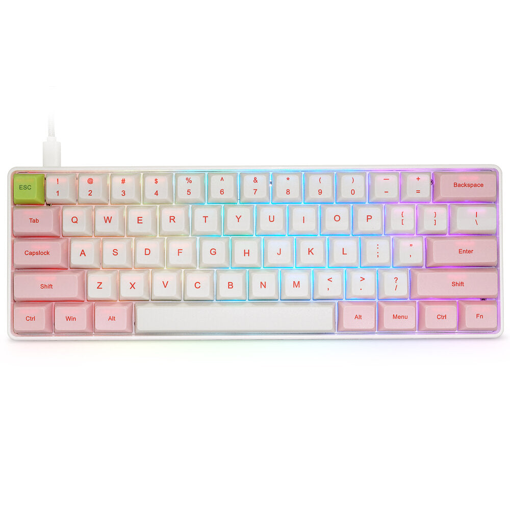 Mechanical Keyboard 61 Keys Optical Switch Type-C Wired RGB Backlight PBT Keycaps Gaming Keyboard