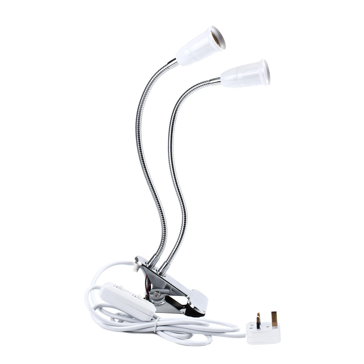 30CM Adjustable Dual Head Clip Lampholder Bulb Adapter with On/off Switch for E27 LED Grow Light