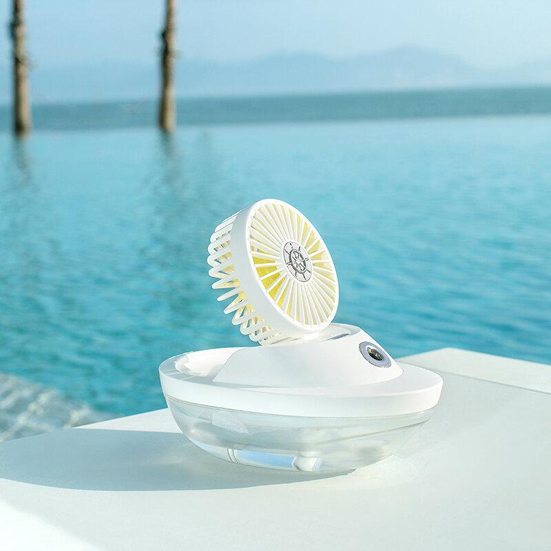 5V Ocean Wind Spray Fan Wireless Humidifier Fan 3 Gear Speed 90Adjustable Angle Portable USB Mini Desktop Air Cooling Fan for Home Office