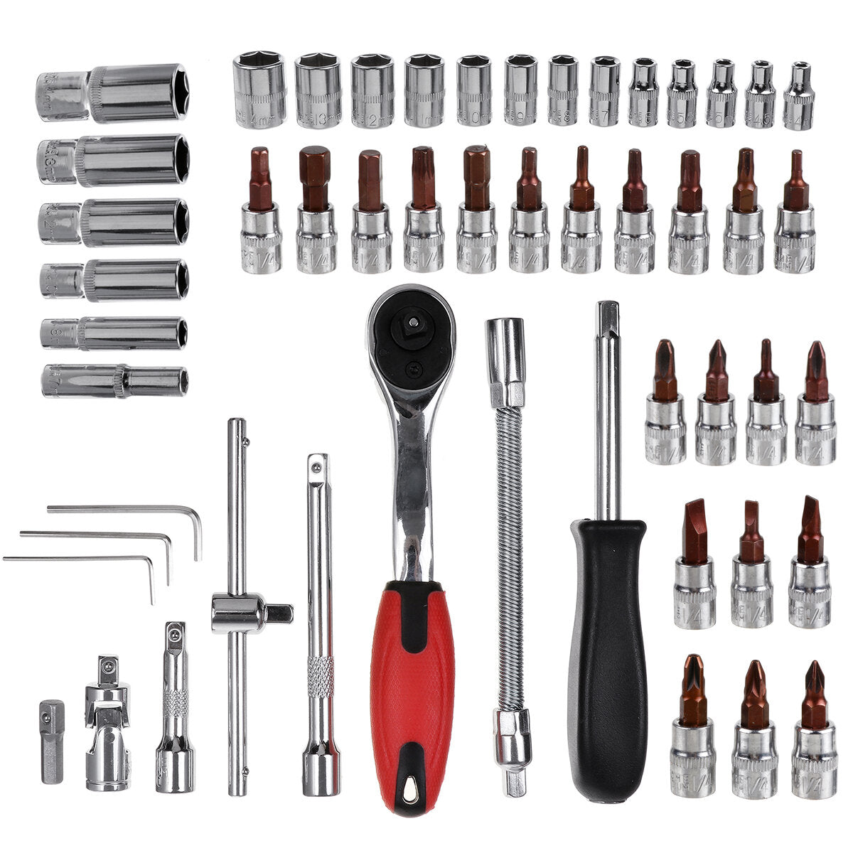 12/46/53pcs 24/27 Teeth Ratchet Wrench Socket Set Hardware Car Boat Motorcycle Repairing Kit Vanadium Tools
