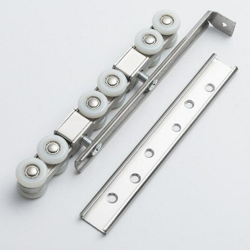 2pcs Stainless Steel Sliding Wooden Door Wheels Roller Closet Track Pulley Hanging Super Bearing