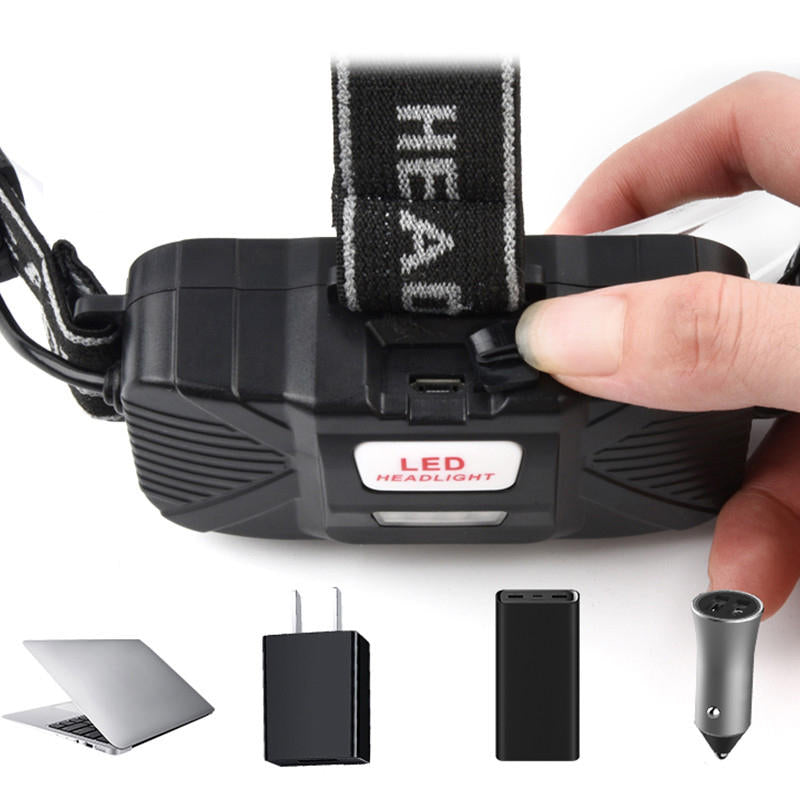 600LM COB LED Headlamp USB Rechargeable 4 Modes Flashlight Mini Waterproof Headlight Torch