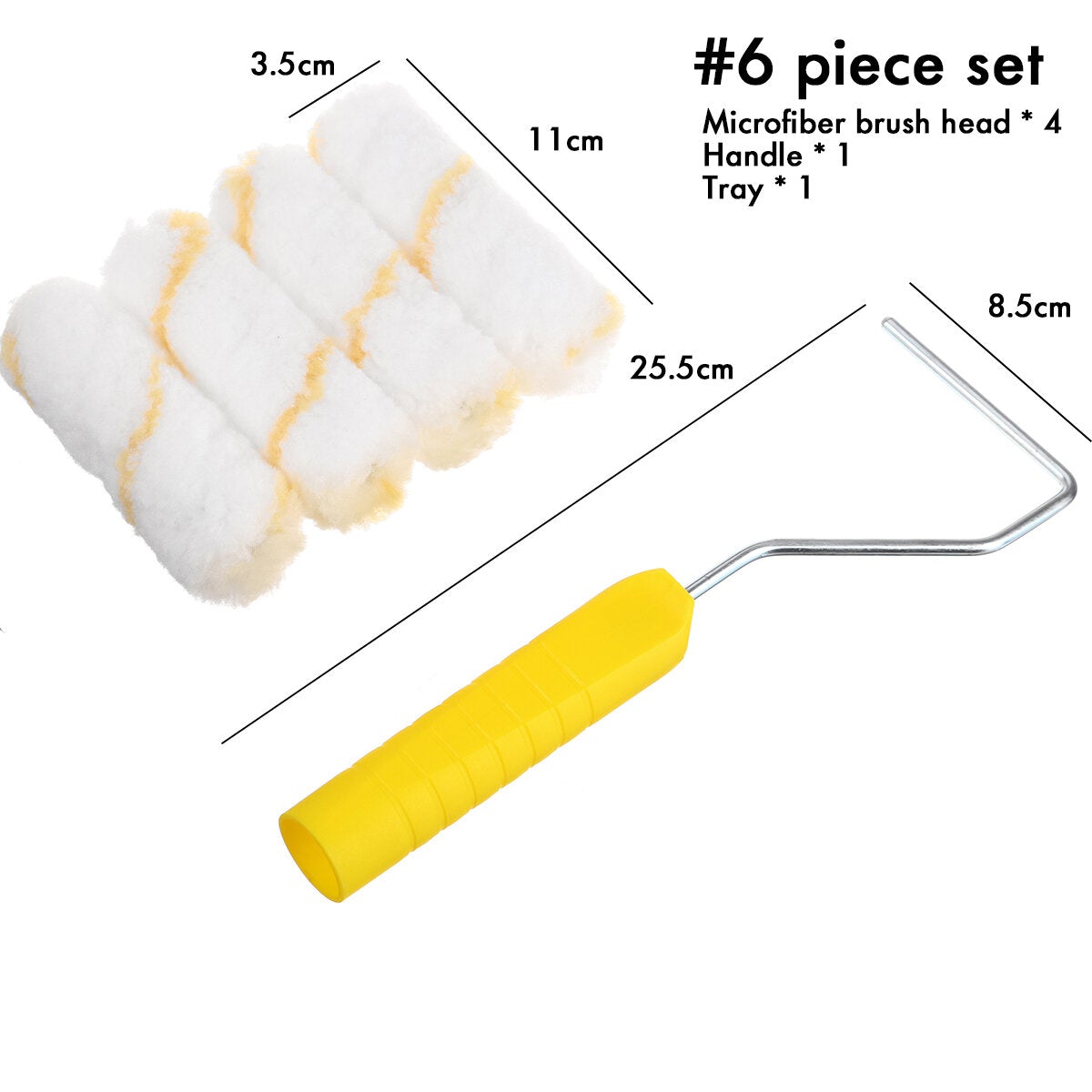 5/6Pcs Paint Runner Pro Roller Brush Set Room Decorating Handle Tools Kits 4Inch