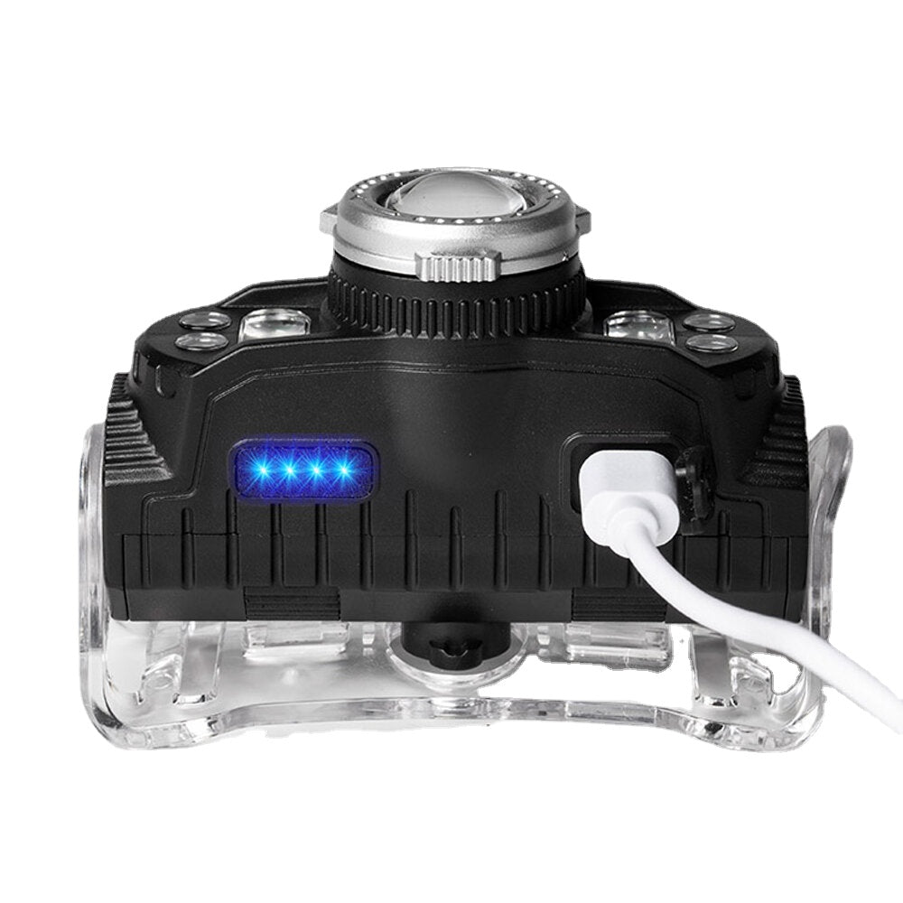 Induction LED Headlamp Super Bright Zoomable 4 Modes USB Rechargeable Work Light Flashlight with Magnet
