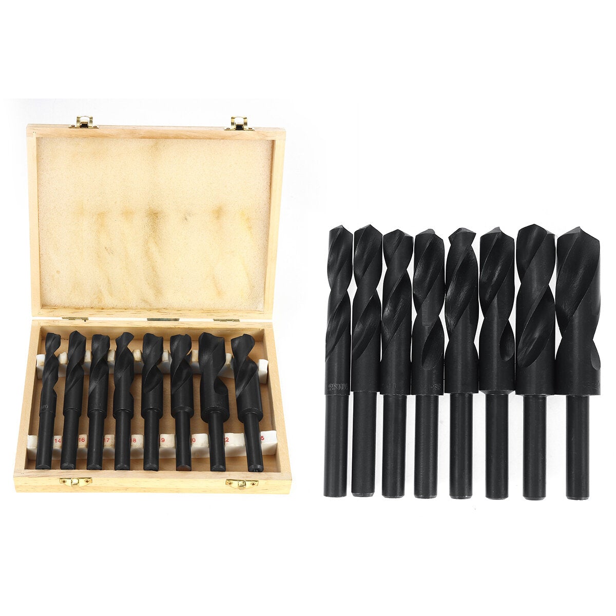 8pcs 9/16 to 1 Inch HSS 4241 Twist Drill Bit Hole Cutter for Wood Plastic Aluminum