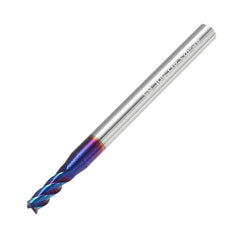 5pcs 2-6mm 4 Flutes Tungsten Carbide Milling Cutter HRC65 Blue NACO Coated CNC Tool