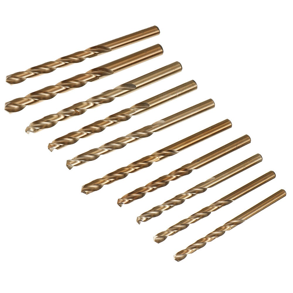 10Pcs 1-10mm High Speed Steel M35 Straight Shank Twist Drill Bits Set Quick Change Regular Drilling Tools with Plastic Box