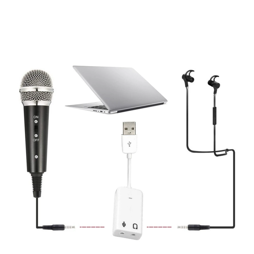 Video Microphone Kit with Mini Tripod Shock Mount Pop Filter Windshield USB Adapter Cable 3.5mm TRS Plug