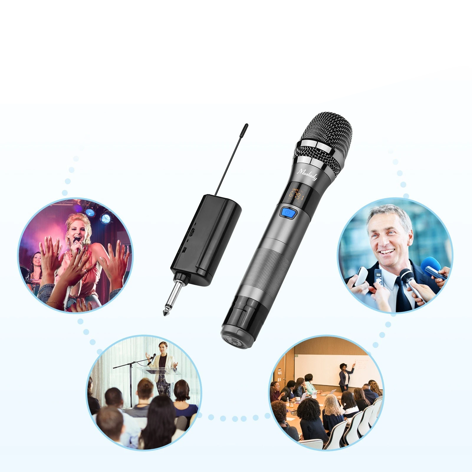 UHF Wireless Microphone System 1 TX and 1 RX Dark Grey