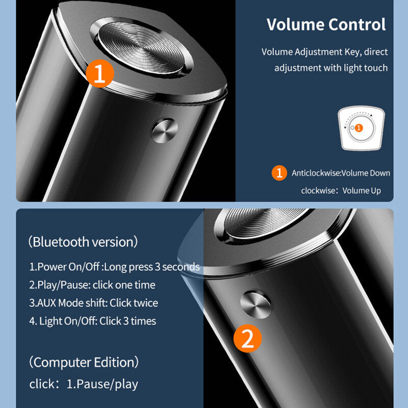 Vertical Bluetooth 5.0 Speaker Soundbar Subwoofer Powerful Bass Hi-Fi Stereo Sound for Laptop PC Theater TV Aux 3.5mm