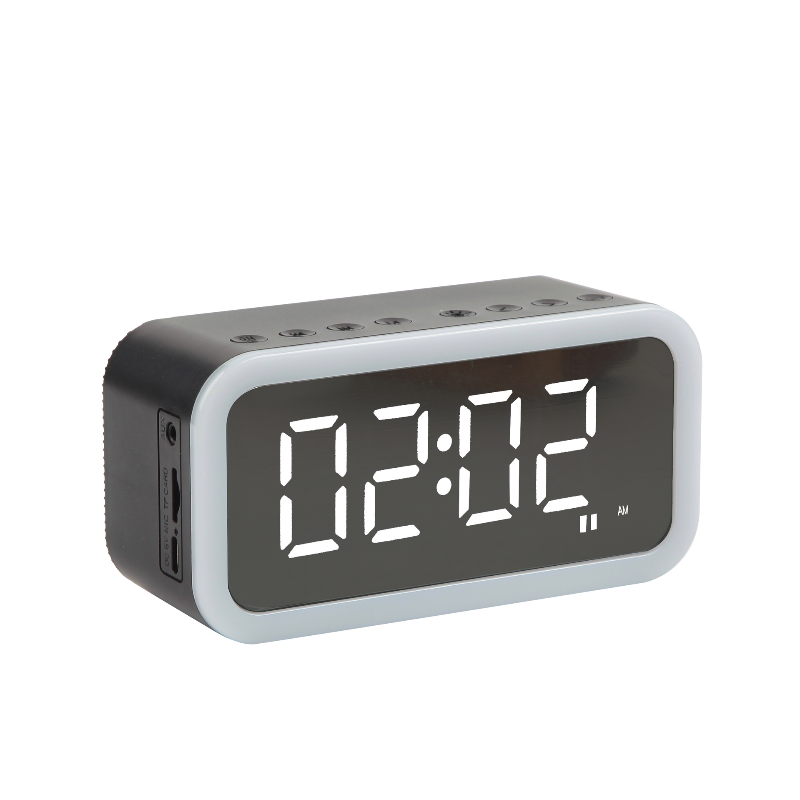 Bluetooth Speaker Mini Alarm Clock Time LED Display Light Wireless Subwoofer Music Player