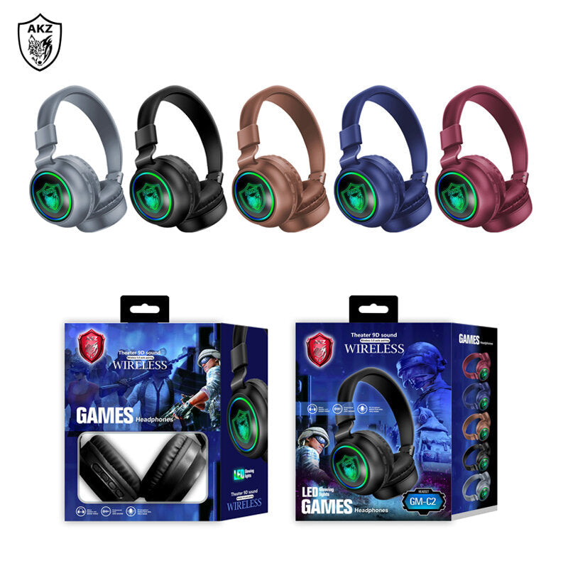 Gaming Headphone Bluetooth Headset BT5.0 Colorful Lights Long Lasting Life Headphone with Mic