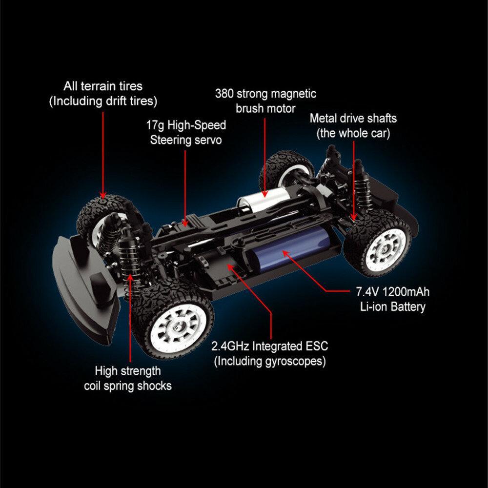 RTR 2.4G 4WD 30km/h RC Car LED Light On-Road Proportional Control Vehicles Model