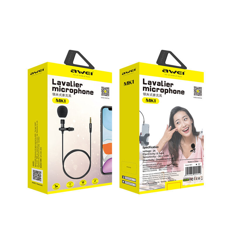 Microphone 3.5mm Aux Jack 3M Length Clean Sound Noise Cancelling for Vlog Laptop And Record