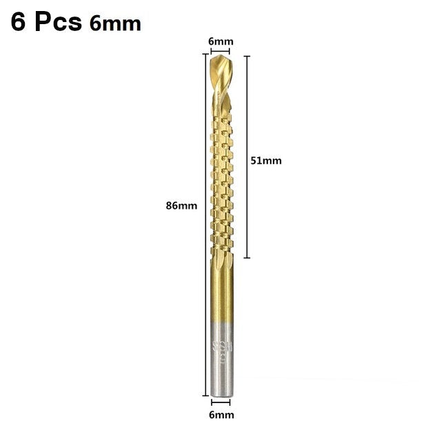 6pcs 3-8mm HSS Drill Bit Titanium Plating Coated Hole Saw Drill Bit Set Wood Hole Cutter Core Drill