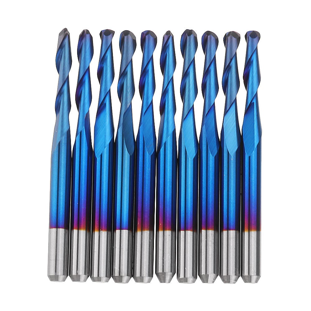 10pcs 3.175mm Shank Blue Coated Spiral Ball Nose End Mill 0.8-3.175mm CNC Milling Cutter