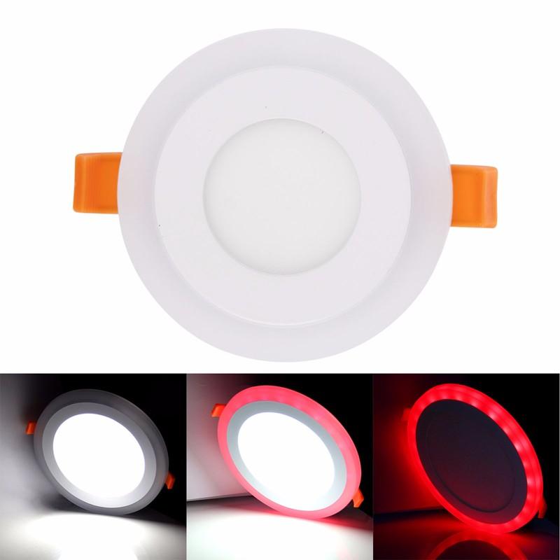 6W RGB Dual Color LED Recessed Ceiling Round Panel Down Light Lamp