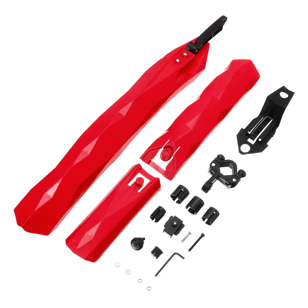 2PCS Cycling Mountain Bike Bicycle Front + Rear Fender Removable With LED Taillight Mudguard Road