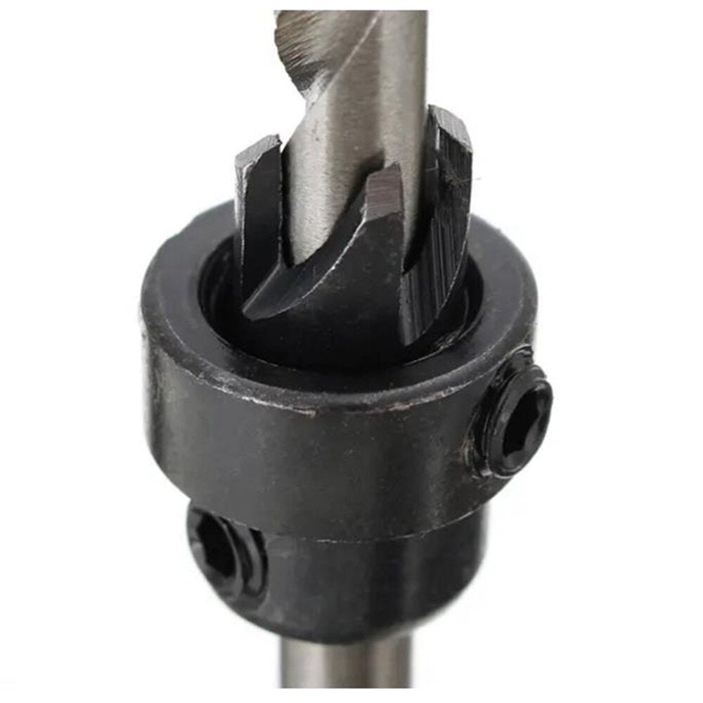 7Pcs 4241 HSS Countersink Drill Bits Set Wood Screw Hole Cutter Tapered Adjustable Stop Collar