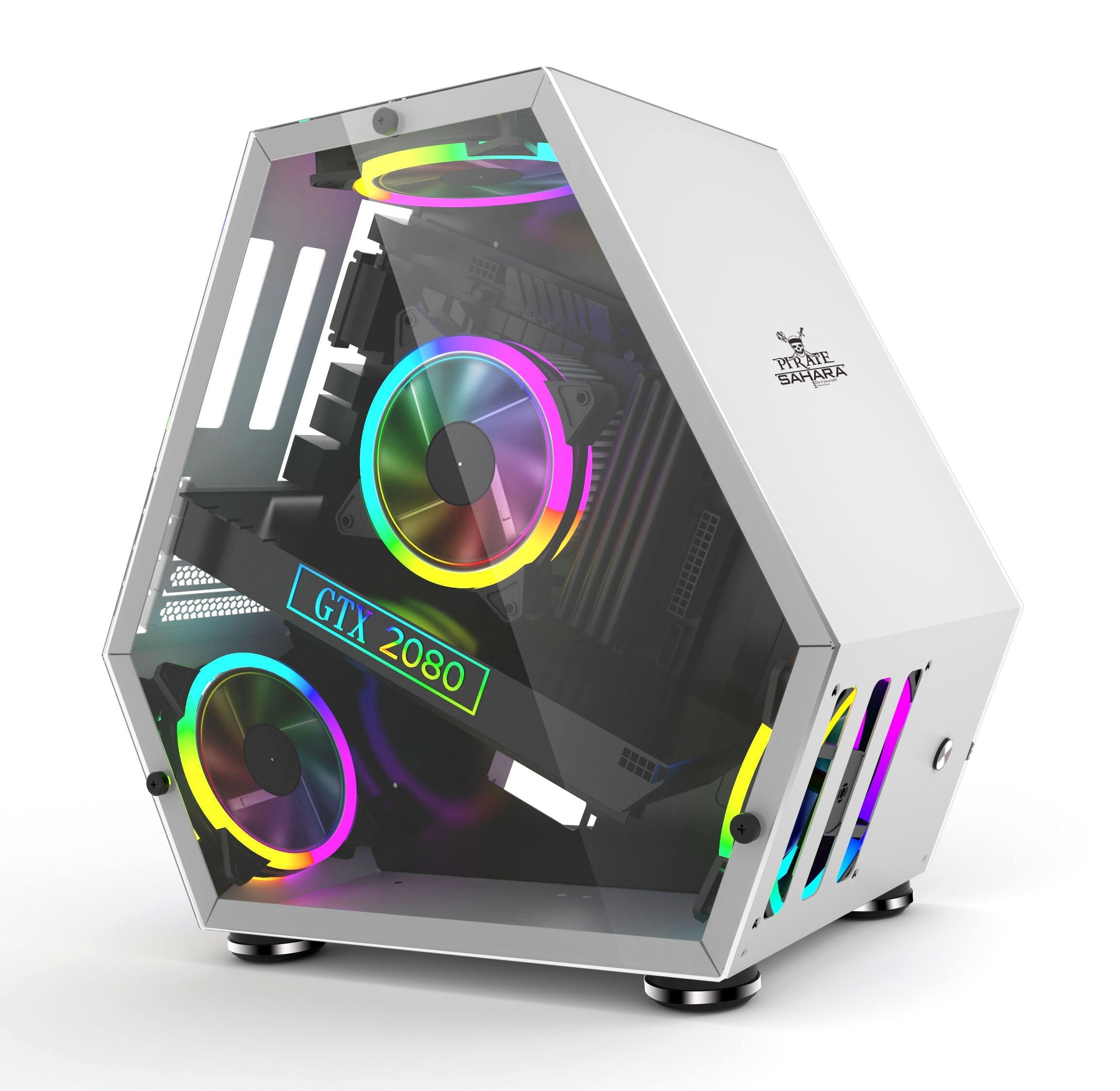 Computer Gaming Case M-ATX Desktop Mini Special-Shaped Chassis Game Competitive Glass Side Through Support M-ATX/ ITX Motherboard