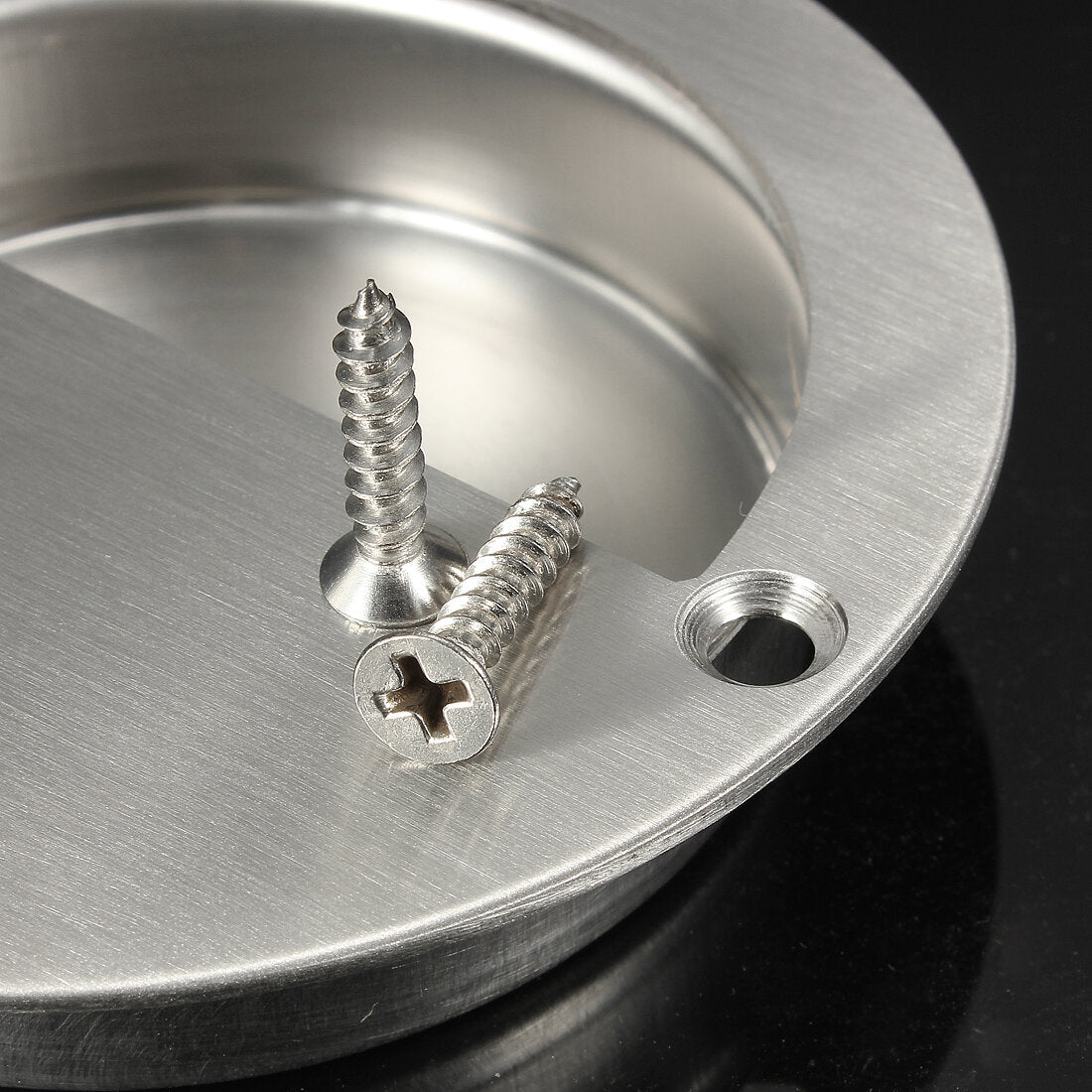 Flush Recessed Pull Door Handle SUS Stainless Steel Circular Covered Type With 2 Screws