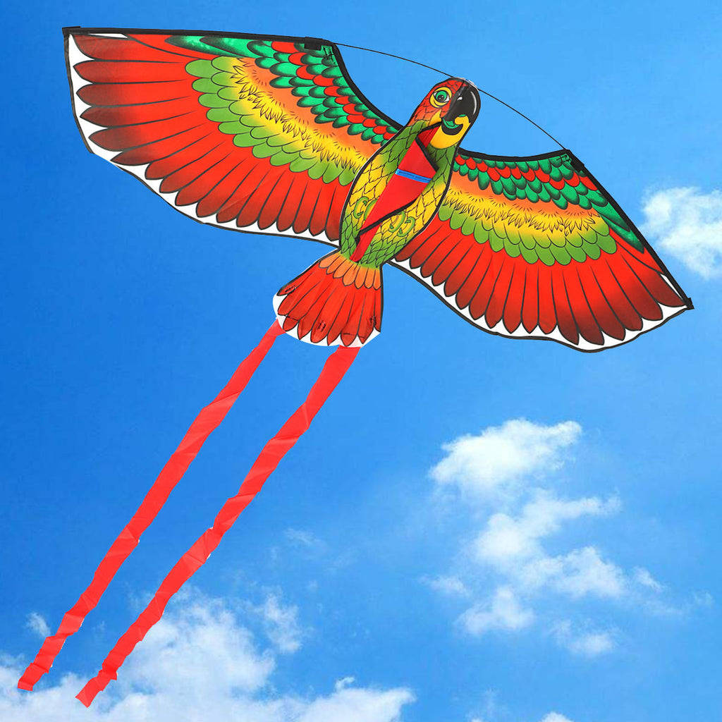 Outdoor Beach Park Polyester Camping Flying Kite Bird Parrot Steady With String Spool For Adults Kids