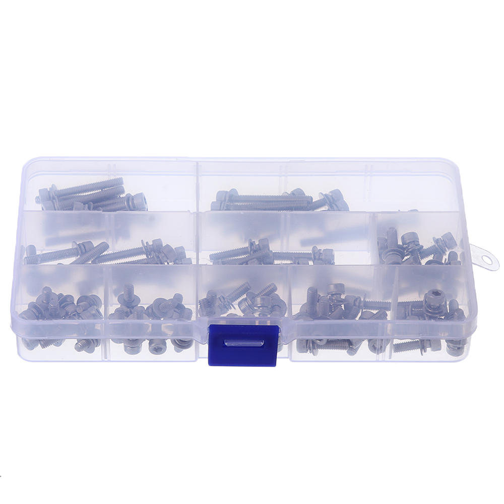 88Pcs M5 Hex Socket Knurled Cap Head Screw 304 Stainless Steel Bolt Assortment Set