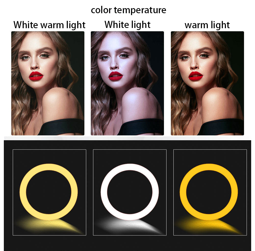 10inch RGB LED Ring Light Dimmable Selfie Ring Lamp Three Kinds of Color Temperature for Computer Live With Tripod