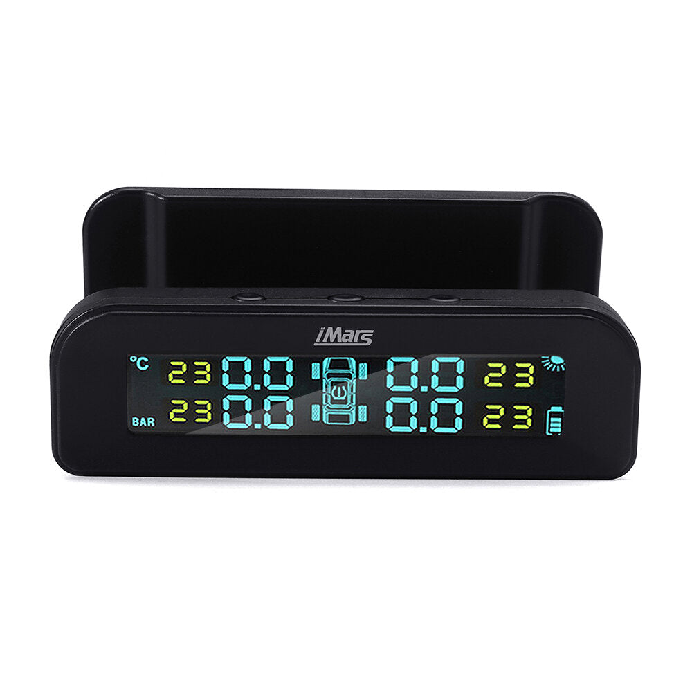 Solar Tire Pressure Monitor System Real-time Tester LCD Screen 4 External Sensors Auto Power On Off