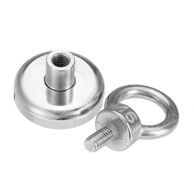 32x48mm 34kg Neodymium Recovery Magnet Metal Detector Eyebolt Circular Ring