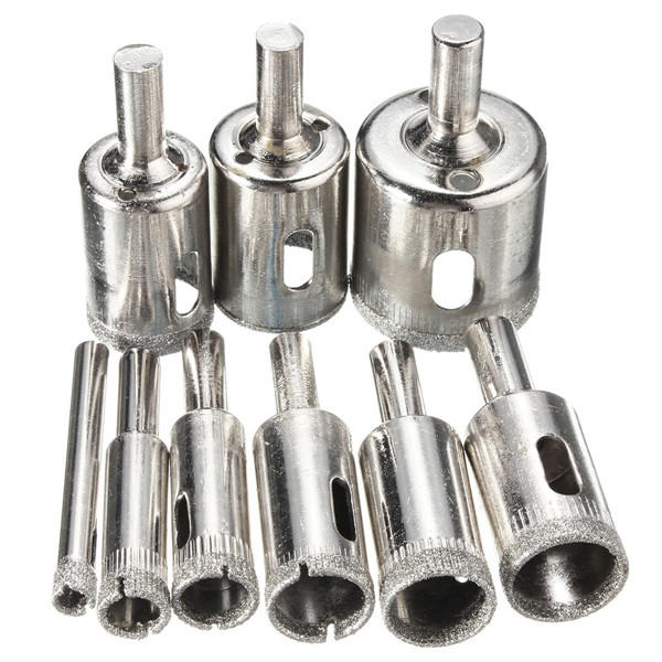 10pcs Diamond Hole Saw Drill Bit Set 6mm-30mm Tile Ceramic Glass Porcelain Marble Cutter