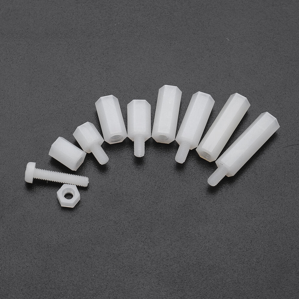 M3NH6 300Pcs M3 Nylon Screw White&Black Hex Screw Nut PCB Standoff Spacer Assortment Kit