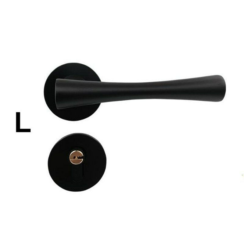 Matte Black Aluminum Door Lock Mechanical Interior Handle Cylinder Lever Latch Home Security Mute Locker With Keys