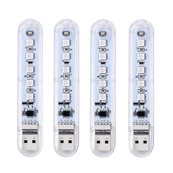 Mini USB 2W SMD5050 RGB 5 LED Camping Night Light for Power Bank Notebook Computer DC5V