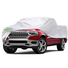 Pickup Truck Full Covers 190T Painted Silver with Windproof Straps Sun UV Snow Dust Resistant Protection Indoor Outdoor
