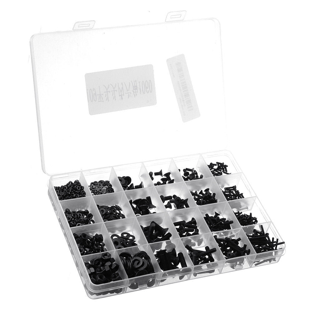 1060Pcs M2 M3 M4 M5 Carbon Steel Flat Head Countersunk Hex Socket Screw Hex Screw Metric 10.9 Grade