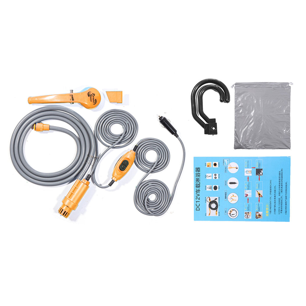 Portable 12V Car Water Shower Pump Set For Travel Trip Camp RV Caravan Boat Kit