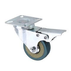 2 Inch Grey PVC Flat Plate Wheels with Brake Universal Mute Foot Wheels